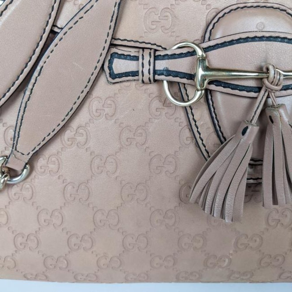 SOLD Gucci Emily Chain Large Pink Beige Calfskin Shoulder Bag - Picture 9 of 11